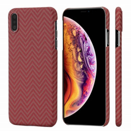 Чехол iPhone XS Max Pitaka MagEZ Case Красно-Оранжевый(в полоску)/Кевлар (арамид)