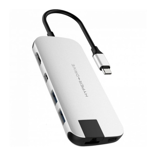 Адаптер Hyper Drive Type-C 8 in 1 Slim Silver в рассрочку без первоначального взноса и переплат