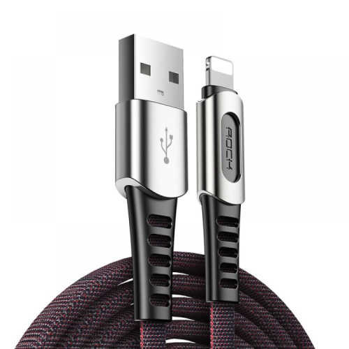 Кабель USB- Lightning / Rock RCB0694 / 1M / Черный в рассрочку без первоначального взноса и переплат