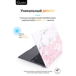 Чехол-накладка Gurdini для Macbook Air 13.6" (A2681) пластик, розовый мрамор