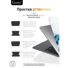 Чехол-накладка Gurdini для Macbook Air 13.6" (A2681) пластик, бело-голубой