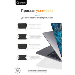Чехол-накладка Gurdini для Macbook Air 13.6" (A2681) пластик, лазурный