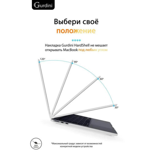 Чехол-накладка Gurdini для Macbook Air 13.6" (A2681) пластик, белый в рассрочку без первоначального взноса и переплат