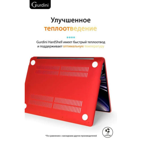 Чехол-накладка Gurdini для Macbook Air 13.6" (A2681) пластик, красный в рассрочку без первоначального взноса и переплат