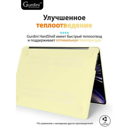 Чехол-накладка Gurdini для Macbook Air 13.6" (A2681) пластик, лимонный в рассрочку без первоначального взноса и переплат