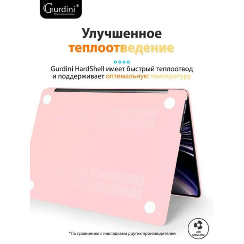 Чехол-накладка Gurdini для Macbook Air 13.6" (A2681) пластик, светло-розовый в рассрочку без первоначального взноса и переплат