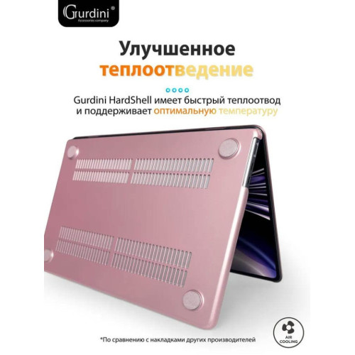 Чехол-накладка Gurdini для Macbook Air 13.6" (A2681) пластик, розовое золото в рассрочку без первоначального взноса и переплат