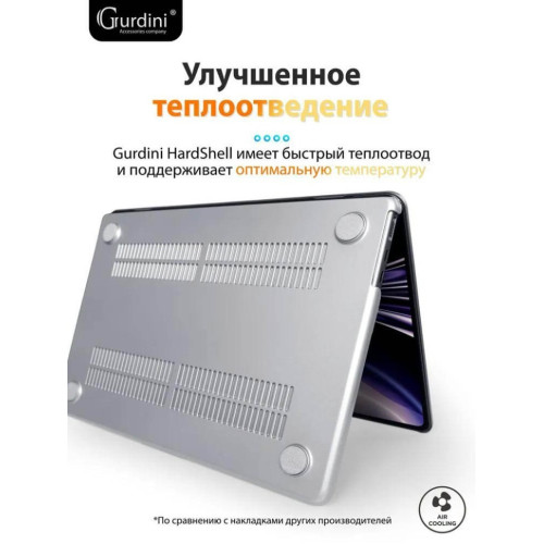 Чехол-накладка Gurdini для Macbook Air 13.6" (A2681) пластик, серебристый в рассрочку без первоначального взноса и переплат