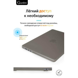 Чехол-накладка Gurdini для Macbook Air 13.6" (A2681) пластик, серый