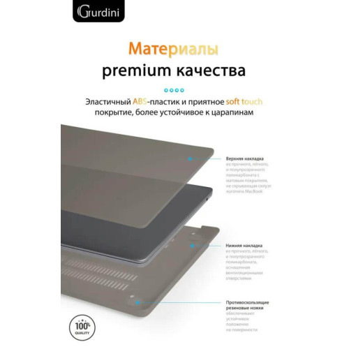 Чехол-накладка Gurdini для Macbook Air 13.6" (A2681) пластик, серый в рассрочку без первоначального взноса и переплат