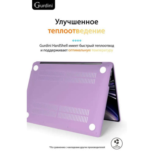 Чехол-накладка Gurdini для Macbook Air 13.6" (A2681) пластик, сиреневый в рассрочку без первоначального взноса и переплат