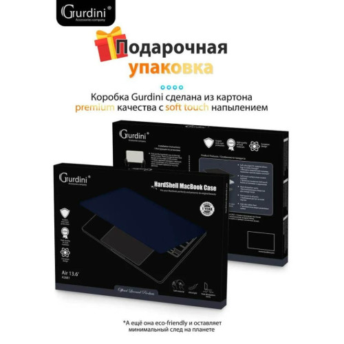Чехол-накладка Gurdini для Macbook Air 13.6" (A2681) пластик, темно-синий в рассрочку без первоначального взноса и переплат