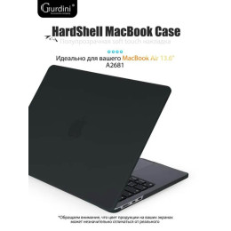 Чехол-накладка Gurdini для Macbook Air 13.6" (A2681) пластик, черный