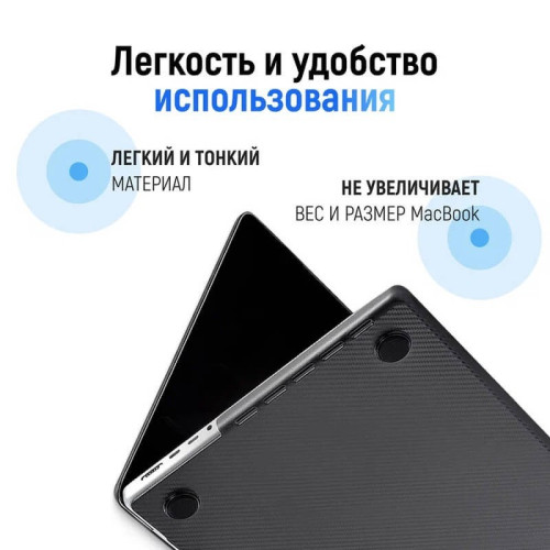 Чехол-накладка Gurdini для Macbook Air 13.6" (A2681) пластик под карбон, черный в рассрочку без первоначального взноса и переплат