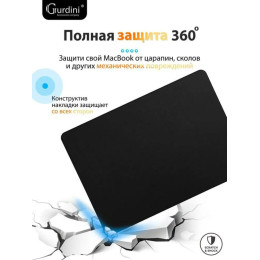 Чехол-накладка Gurdini для Macbook Air 13.6" (A2681) пластик под кожу, черный