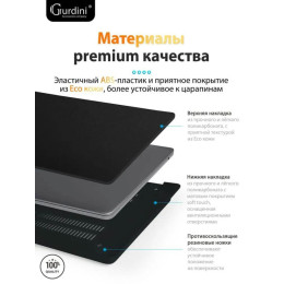 Чехол-накладка Gurdini для Macbook Air 13.6" (A2681) пластик под кожу, черный