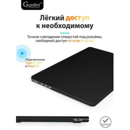 Чехол-накладка Gurdini для Macbook Air 13.6" (A2681) пластик под кожу, черный