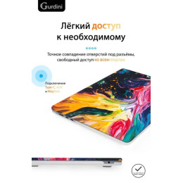 Чехол-накладка Gurdini для Macbook Air 13.6" (A2681) пластик, акварель