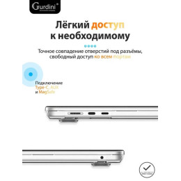 Чехол-накладка Gurdini для Macbook Air 13.6" (A2681) пластик, прозрачный
