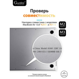 Чехол-накладка Gurdini для Macbook Air 13.6" (A2681) пластик, прозрачный