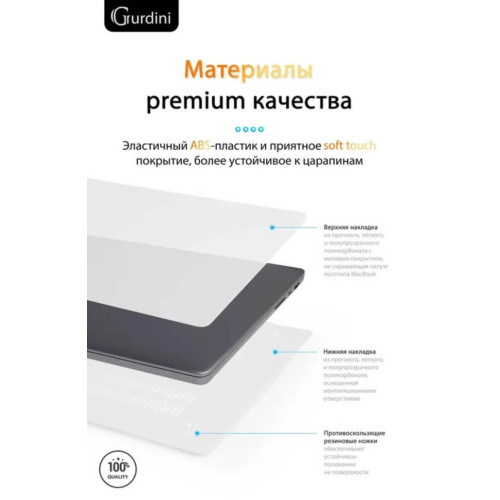 Чехол-накладка Gurdini для Macbook Pro 16.2" A2485 пластик, белый в рассрочку без первоначального взноса и переплат