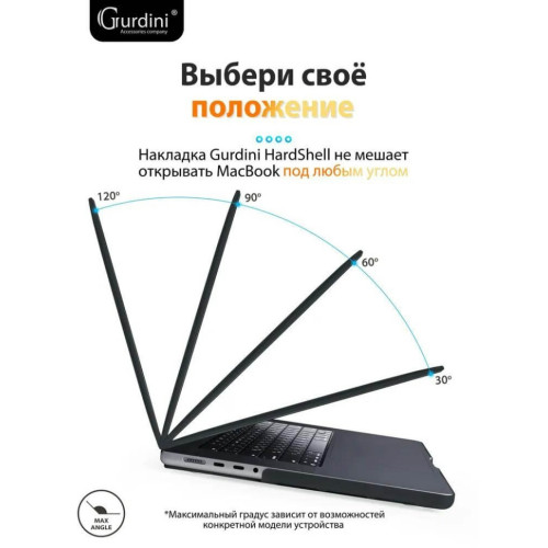Чехол-накладка Gurdini для Macbook Pro 16.2" A2485 пластик, черный в рассрочку без первоначального взноса и переплат