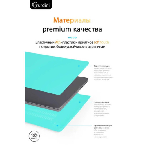 Чехол-накладка Gurdini для Macbook Pro 14.2" (A2442) пластик, бирюзовый в рассрочку без первоначального взноса и переплат
