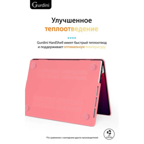 Чехол-накладка Gurdini для Macbook Pro 14.2" (A2442) пластик, красный каркаде в рассрочку без первоначального взноса и переплат