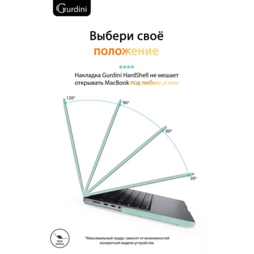 Чехол-накладка Gurdini для Macbook Pro 14.2" (A2442) пластик, мятный в рассрочку без первоначального взноса и переплат