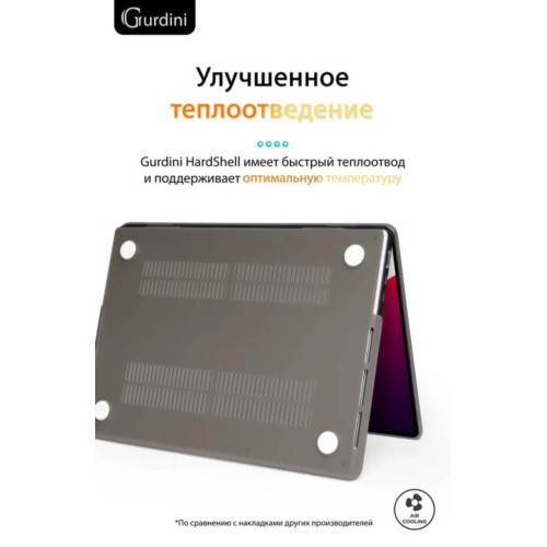 Чехол-накладка Gurdini для Macbook Pro 14.2" (A2442) пластик, серый в рассрочку без первоначального взноса и переплат