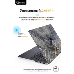 Чехол-накладка Gurdini для Macbook Pro 14.2" (A2442) пластик, темно-серый мрамор