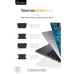 Чехол-накладка Gurdini для Macbook Pro 14.2" (A2442) пластик, лазурный