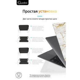 Чехол-накладка Gurdini для Macbook Air 13" (2018-2021) пластик, белый мрамор