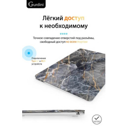 Чехол-накладка Gurdini для Macbook Air 13" (2018-2021) пластик, темно-серый мрамор