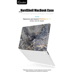 Чехол-накладка Gurdini для Macbook Air 13" (2018-2021) пластик, темно-серый мрамор