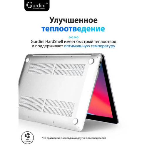 Чехол-накладка Gurdini для Macbook Air 13" (2018-2021) пластик, прозрачный с блестками в рассрочку без первоначального взноса и переплат