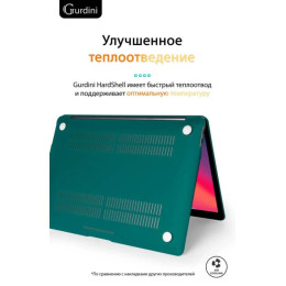 Чехол-накладка Gurdini для Macbook Air 13" (2018-2021) пластик, изумрудно-зеленый