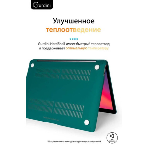 Чехол-накладка Gurdini для Macbook Air 13" (2018-2021) пластик, изумрудно-зеленый в рассрочку без первоначального взноса и переплат