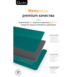 Чехол-накладка Gurdini для Macbook Air 13" (2018-2021) пластик, изумрудно-зеленый