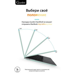 Чехол-накладка Gurdini для Macbook Air 13" (2018-2021) пластик, бирюзовый