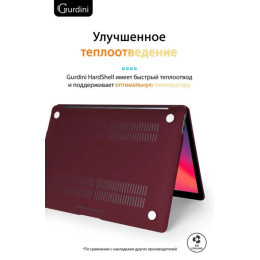 Чехол-накладка Gurdini для Macbook Air 13" (2018-2021) пластик, бордовый