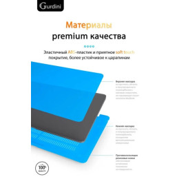 Чехол-накладка Gurdini для Macbook Air 13" (2018-2021) пластик, голубой