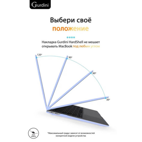 Чехол-накладка Gurdini для Macbook Air 13" (2018-2021) пластик, небесно-голубой в рассрочку без первоначального взноса и переплат