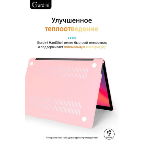 Чехол-накладка Gurdini для Macbook Air 13" (2018-2021) пластик, нежно-розовый в рассрочку без первоначального взноса и переплат