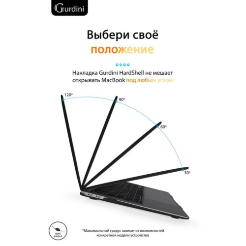 Чехол-накладка Gurdini для Macbook Air 13" (2018-2021) пластик под кожу, черный в рассрочку без первоначального взноса и переплат