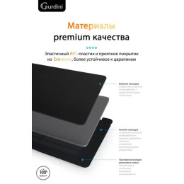 Чехол-накладка Gurdini для Macbook Air 13" (2018-2021) пластик под кожу, черный