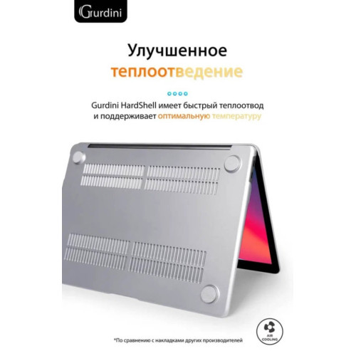 Чехол-накладка Gurdini для Macbook Air 13" (2018-2021) пластик, серебристый в рассрочку без первоначального взноса и переплат