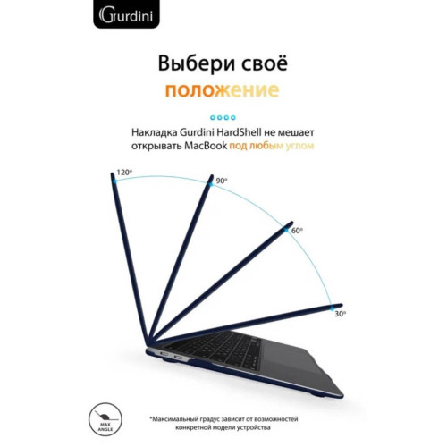 Чехол-накладка Gurdini для Macbook Air 13" (2018-2021) пластик, темно-синий в рассрочку без первоначального взноса и переплат