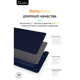 Чехол-накладка Gurdini для Macbook Air 13" (2018-2021) пластик, темно-синий