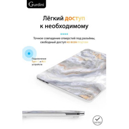 Чехол-накладка Gurdini для Macbook Pro Retina 13" (2016-2021) пластик, серый мрамор